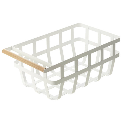 Yamazaki White Yamazaki Metal Wood Storage Basket Temple Webster